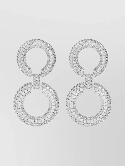 SELF-PORTRAIT TWO TIERED CRYSTAL HOOP EARRINGS