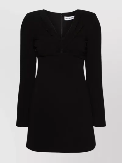 Self-portrait V-neck Cut-out Mini Dress With Long Sleeves In Black