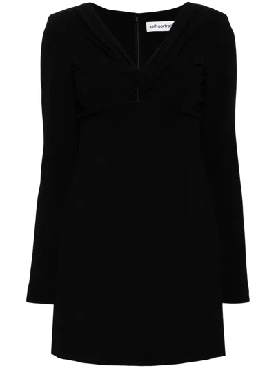 Self-portrait V-neck Mini Dress In Black