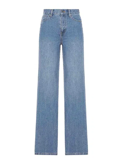 SELF-PORTRAIT STRAIGHT LEG DENIM JEANS WITH RHINESTONE