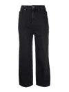 Self-portrait High Waist Cropped Straight-leg Jeans In Black