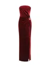 Self-portrait Velvet Bandeau Long Dress In Red