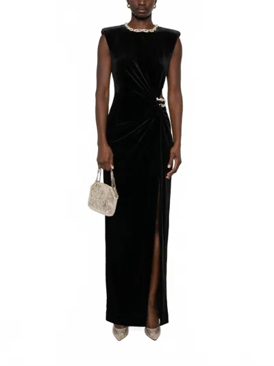 Self-portrait Velvet Embellished Maxi Dress In Black
