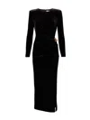 Self-portrait Velvet Midi Dress In Black