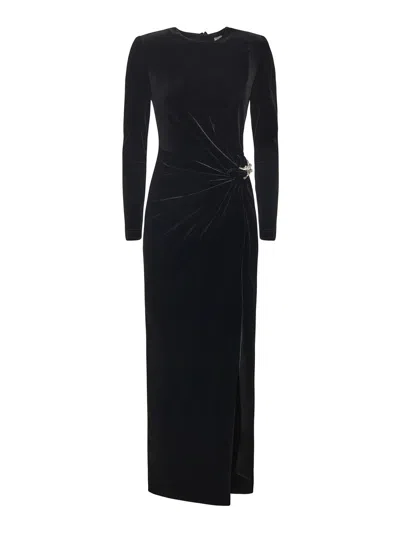Self-portrait Velvet Midi Dress In Black