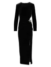Self-portrait Black Velvet Embellished Midi Dress Black In Black