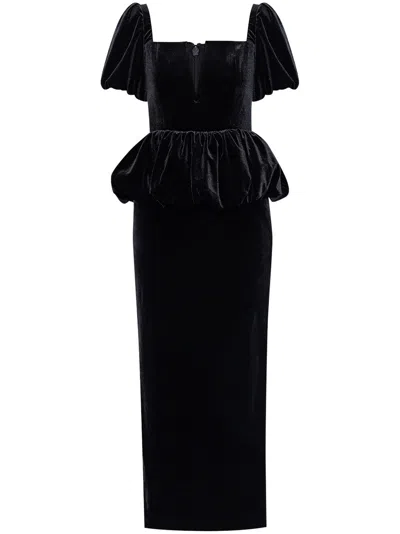 SELF-PORTRAIT VELVET PEPLUM DRESS