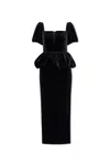 Self-portrait Peplum Velvet Midi Dress In Black