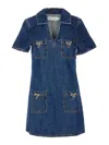 Self-portrait Denim Crystal Bow Mini Dress