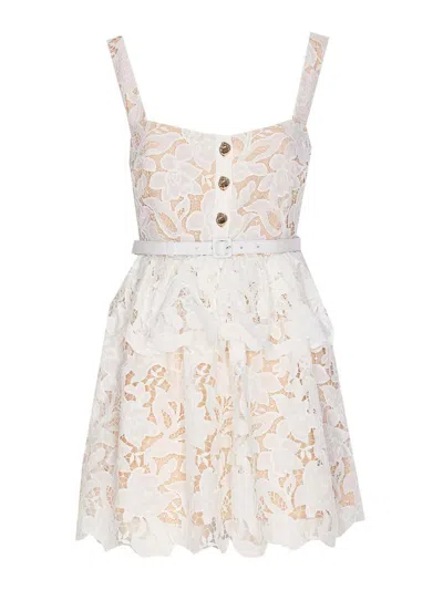 Self-portrait Self Portrait 'lace' Dress In White Polyamide Blend Women