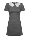 Self-portrait Grey Herringbone Collared Mini Dress Dresses Grey In Multi
