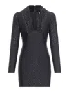 Self-portrait Miniabito In Jersey Nero Con Strass In Negro