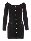 Self-portrait Knit Chenille Dress Button Detailing In Black