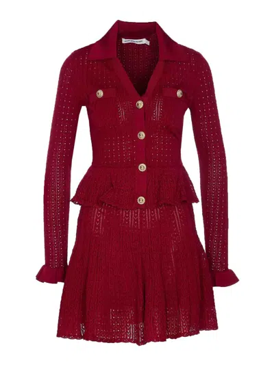 Self-portrait Burgundy Knit Mini Dress