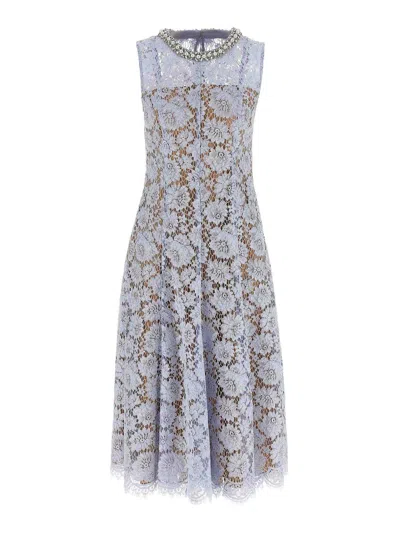 Self-portrait Blue Fine Lace Pearl Midi Dress