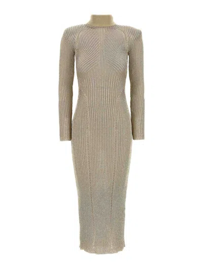 SELF-PORTRAIT GOLD LUREX KNIT MAXI DRESS