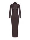 Self-portrait Brown Viscose Knit Maxi Dress In Burgundy