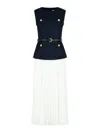 Self-portrait Womens Pleated Sleeveless Woven Midi Dress Blue In Blue