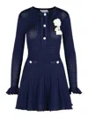 Self-portrait Self Portrait Women Perforated Knit Short Dress With Removable Lace Brooch