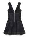 Self-portrait Dark Denim Mini Dress With Deep V-neckline In Black