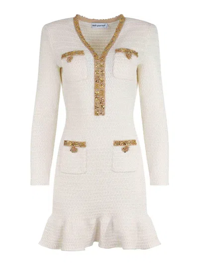 Self-portrait Dress In Cream Color Crochet