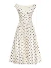 Self-portrait White Dress With All-over Polka Dot And Flared Skirt In Cotton Woman In White
