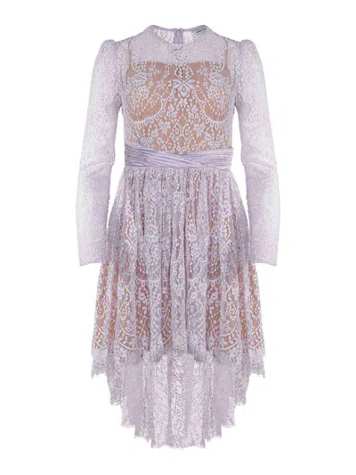 Self-portrait Dress Made Of Cotoon Blend In Purple