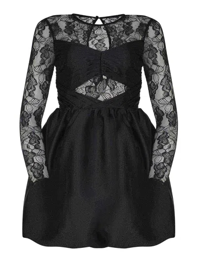 Self-portrait Dress Made Of Cotton Blend In Black