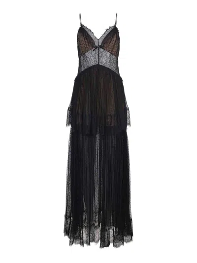 Self-portrait Dress Made Of  Polyester In Black