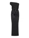 Self-portrait Polka-dot Asymmetric Maxi Dress In Black