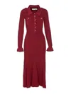 Self-portrait Self Portrait Burgundy Ribbed Knit Midi Dress In Red