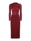Self-portrait Burgundy Cut Out Tib Knit Midi Dress In Red