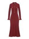 Self-portrait Self Portrait Burgundy Ribbed Knit Midi Dress In Red