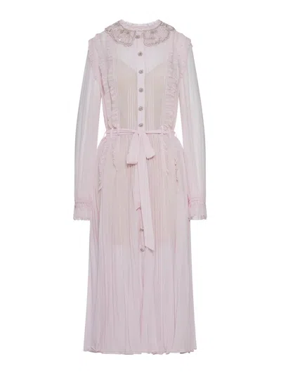 Self-portrait Pleated Georgette Midi Dress In Pink
