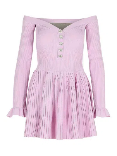 Self-portrait Lilac Viscose Blend Dress In Nude