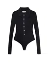 Self-portrait Viscose Knit Bodysuit In Black