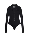 Self-portrait Viscose Knit Bodysuit In Black