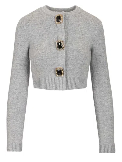 Self-portrait Vintage Buttoned Cardigan In Gray