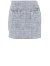 Self-portrait Viscose Blend Miniskirt With Pockets In Blue