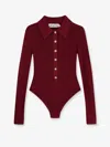 Self-portrait Self Portrait Women Burgundy Viscose Knit Long-sleeved Bodysuit In Burgundy