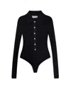 Self-portrait Viscose Knit Bodysuit In Black