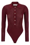Self-portrait Self Portrait Women Burgundy Viscose Knit Long-sleeved Bodysuit In Burgundy