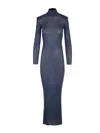 Self-portrait Viscose Knit Fitted Dress In Blue