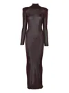 Self-portrait Viscose Knit Maxi Dress In Brown
