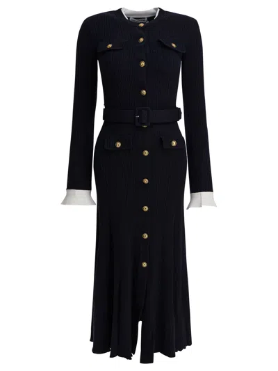 Self-portrait Viscose Knit Midi Dress In Black