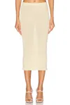 Self-portrait Viscose Knit Midi Skirt In Yellow