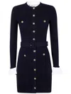 Self-portrait Navy Viscose Knit Mini Dress Clothing In Black