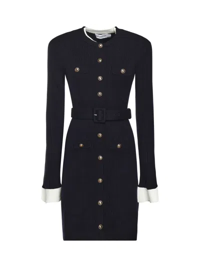 Self-portrait Viscose Knit Mini Dress In Black