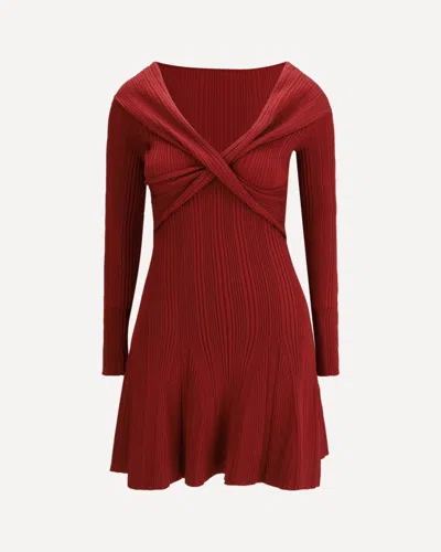 Self-portrait Viscose Knit Mini Dress In Red
