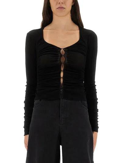 Self-portrait Viscose Knit Top In Black